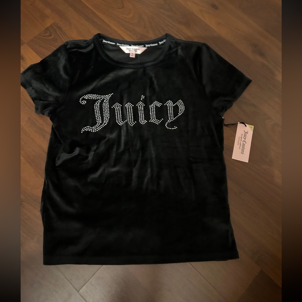 Black short sleeve juicy couture velvet shirt